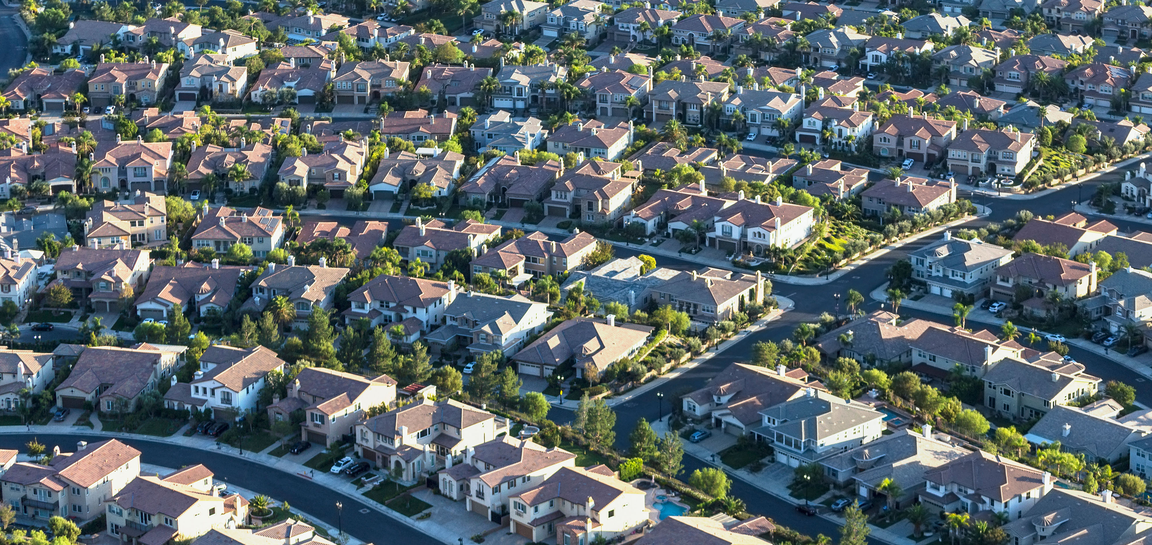 Overhead view of neighborhood houses